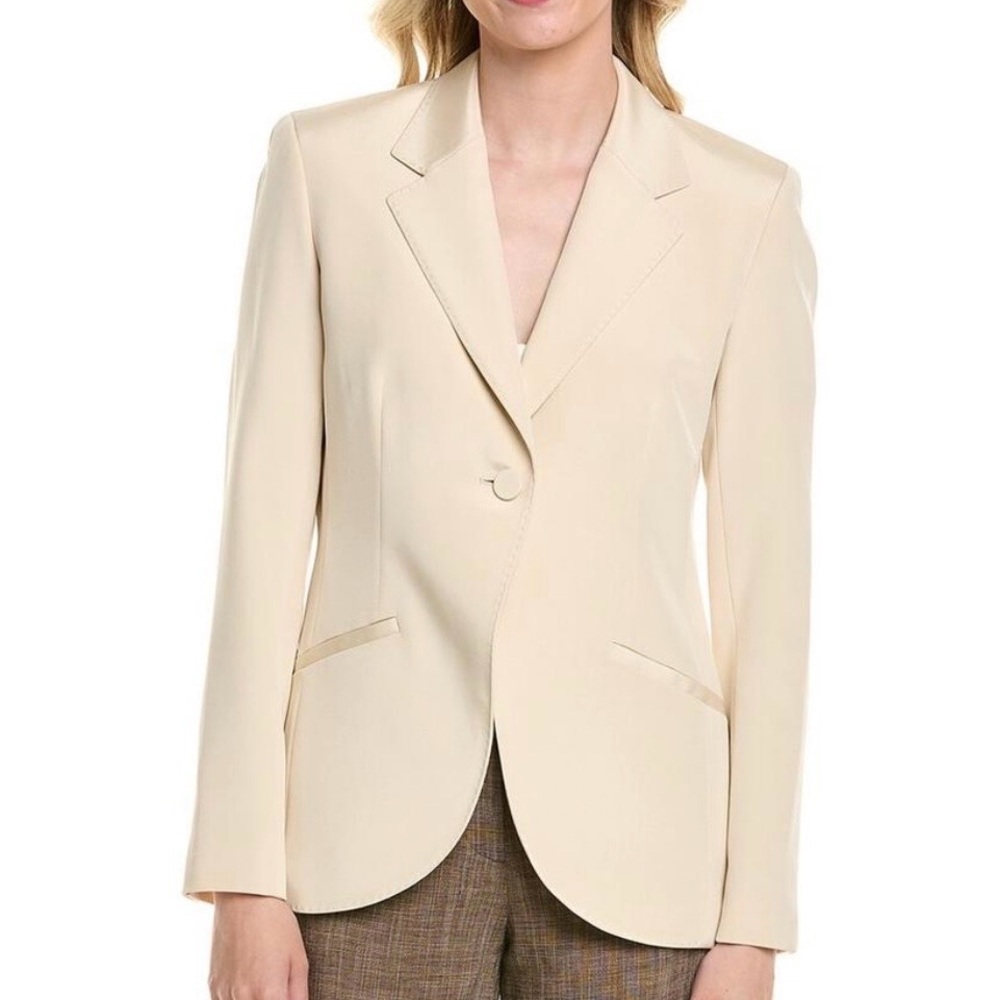Lafayette 148 New York Fae Cutaway Silk-Blend Blazer, Cream size 00 reg $1495